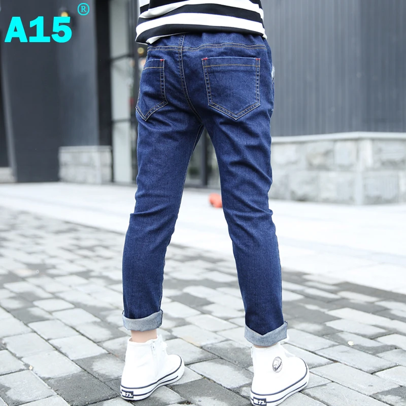 A15, модные детские джинсы высокого качества для девочек, коллекция года, Весенняя Детская Одежда узкие детские джинсы для девочек, брюки для детей возрастом 8, 10, 12 лет
