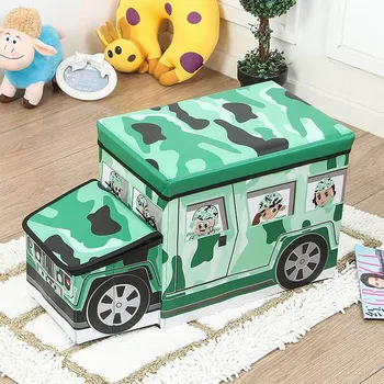 

Cartoon Car shaped Storage Stool Children Clothes Toy Boxes Storage Container Foot Stool Kids Living Room Decorative Furniture