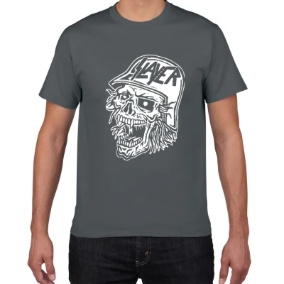 W346 deep grey Металлическая группа, Мужская футболка, the slayer, хлопок, уличная футболка, мужская панк одежда, летняя крутая футболка, homme, рок-Поп Футболка - Цвет: W346 deep grey