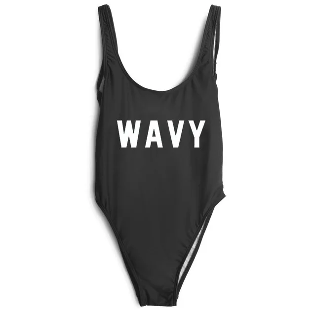 Buy WAVY Letter One piece Swimwear Women Summer Sexy