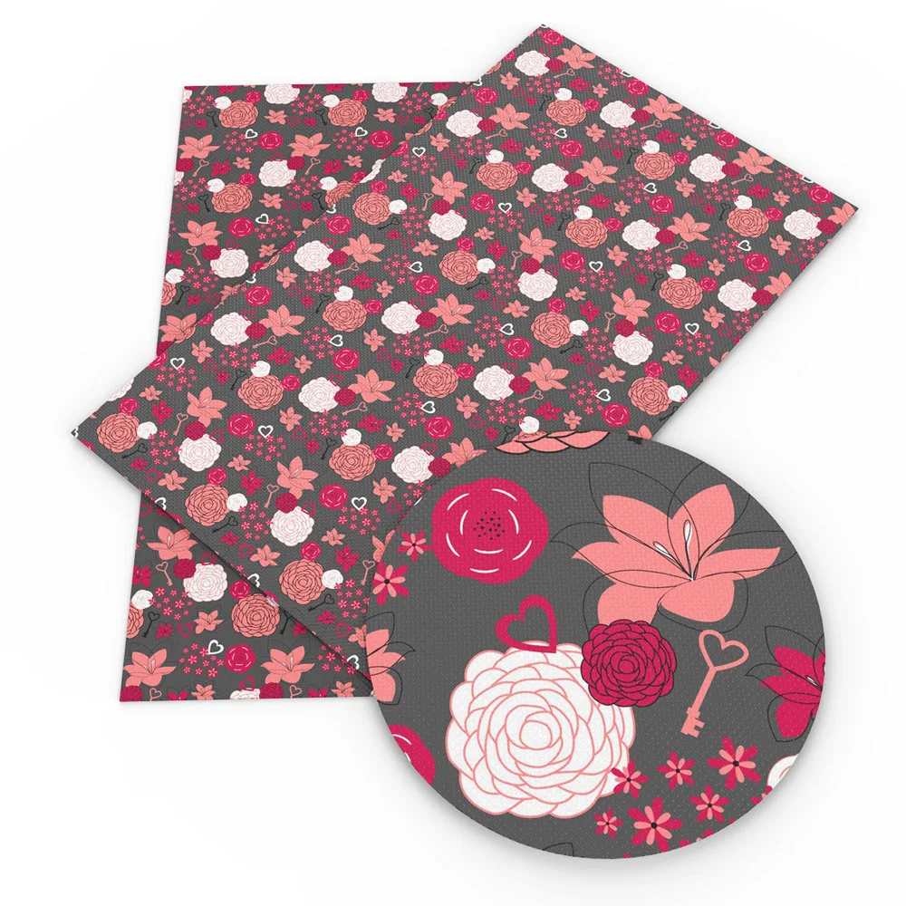 

david angie Valentine Day Heart Moon Fish Printed Faux Synthetic Leather For DIY Garmenrt Bowknot,DIY Handmade Materials,1Yc5136