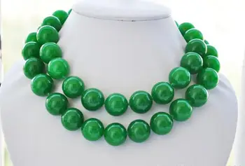 

Jewelry Pearl Necklace BEAUTIFUL 32" 18mm nature round green stone bead necklace Free Shipping