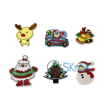 

6PCS/Set Merry Christmas Motif Embroidered Patch Santa Claus DIY Decorative Cute Sticker Iron-on Clothing Accessory