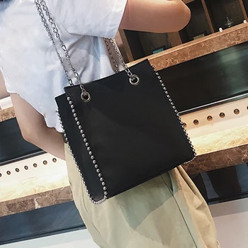 

FGGS-Bag Women'S Shoulder Bag Big Leather Rivet Casual Fashion Women'S Handbag Capacity Handbags