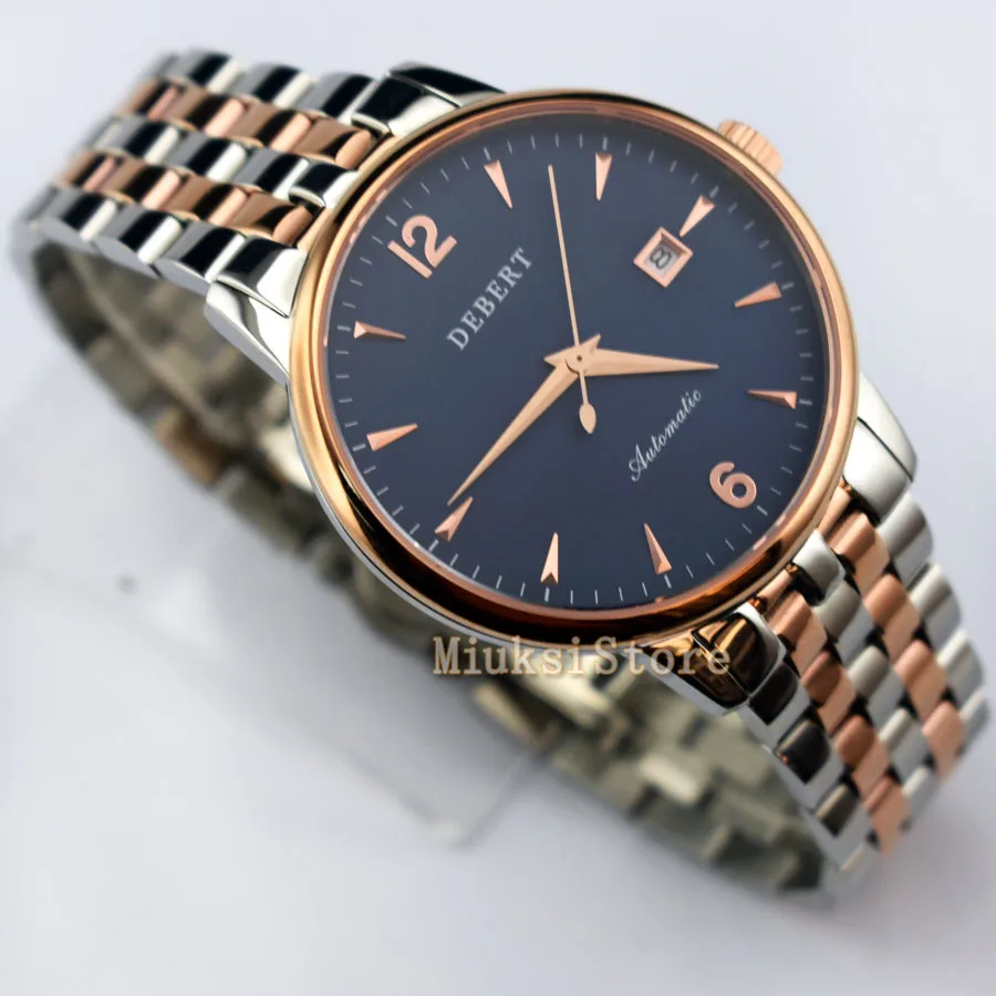 

40mm GMT blue Automatic men watches date schwarz Zifferblatt Saphirglas Luminous sapphire glass PVD De luxe En Acier Plein Noir