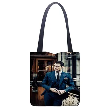 

Custom David Gandy printing shoulder bag canvas tote bag shopping travel book handbag custom logo