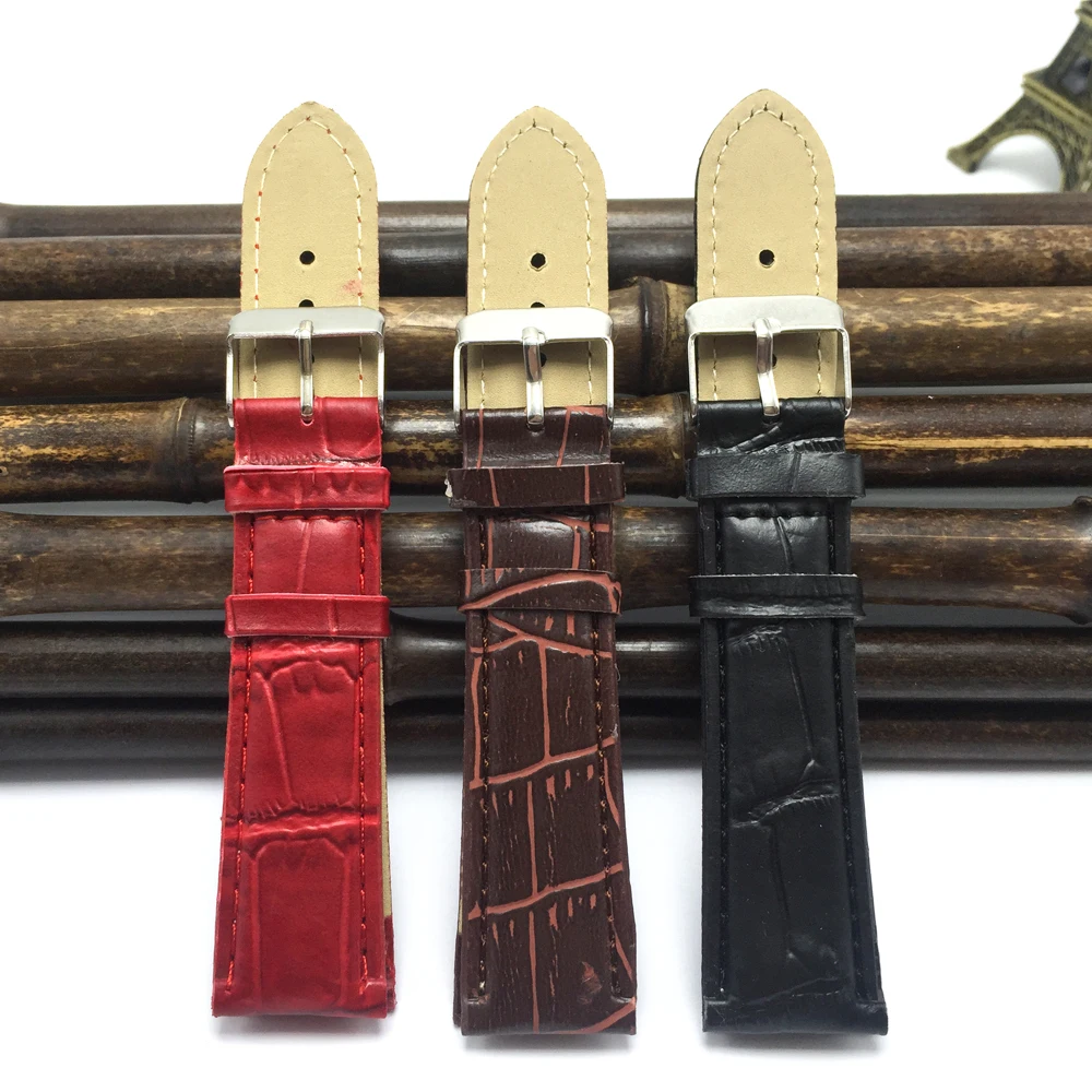 

NEW! Red leather watchband 20mm 2019 good Quality women watch clock straps 20mm watchbands 20mm Low Price Wholesale B005-1