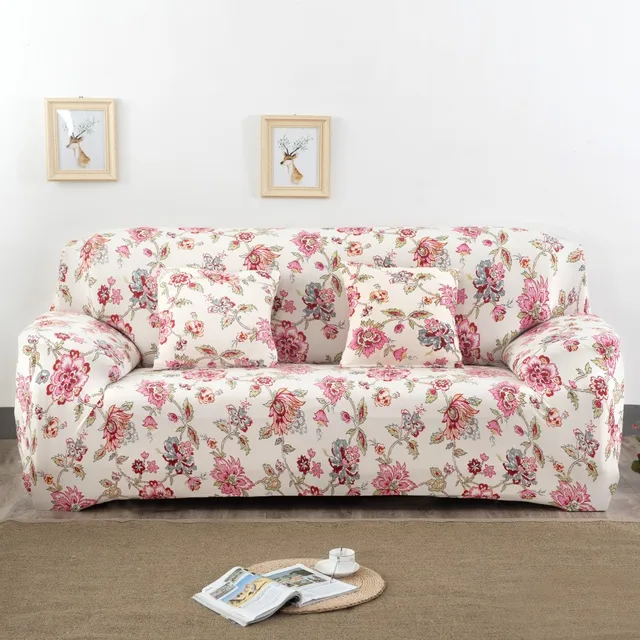 Spandex Stretch Red Flower Pattern Sofa Cover Elasticity 100 Spandex Stretch Red Flower Pattern Sofa Cover Elasticity 100 Polyester Furniture