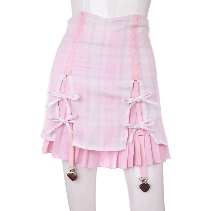 Милая юбка принцессы в стиле Лолиты; Bobon21; сезон весна-лето; сетчатая юбка для девочек; пикантная юбка с поясом и пряжкой; юбка с бантом и разрезом; B1588