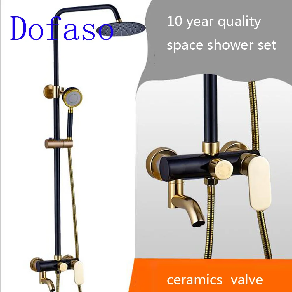 

Dofaso bathroom black shower set ros gold rain shower fauct bath white shower set