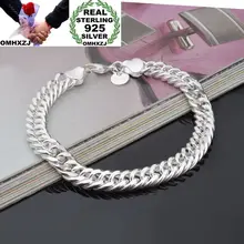 OMHXZJ Личность Мода Вечерние партии серебро полный боковой цепи 925 пробы Серебряный Браслет манжета BR208