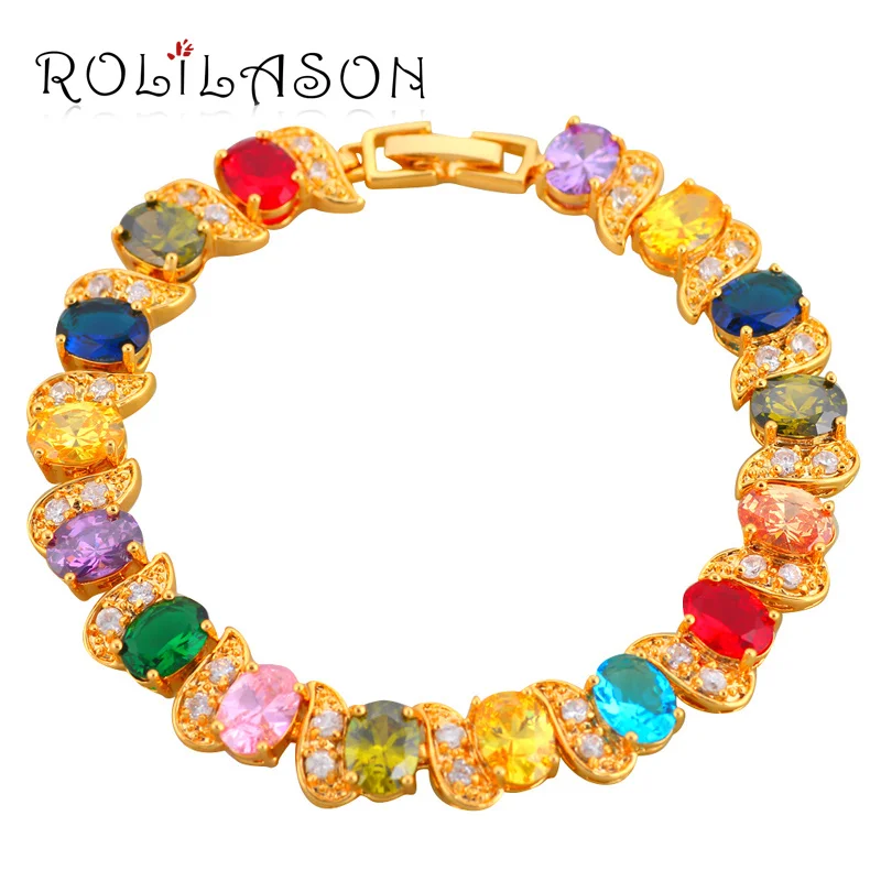 Gorgeous Color Crystal AAA Zircon font b Gold b font Tone font b Bracelets b font