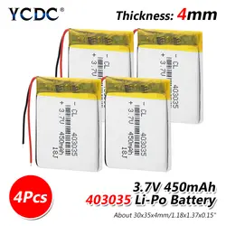 Перезаряжаемые 403035 450 mAh Li-Po литий-полимерный аккумулятор батареи для MP3 MP4 gps Электрический Массажная игрушка инструмент