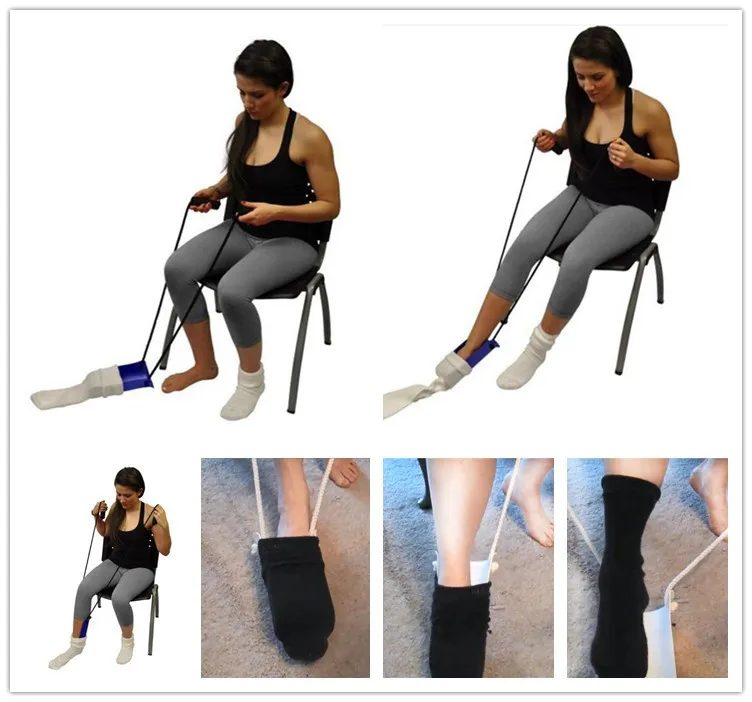 

Wearing a sock aid support Appliance, DISABILITY AID PVC Sock Aid Stocking elderly Disability Assist Help Tool