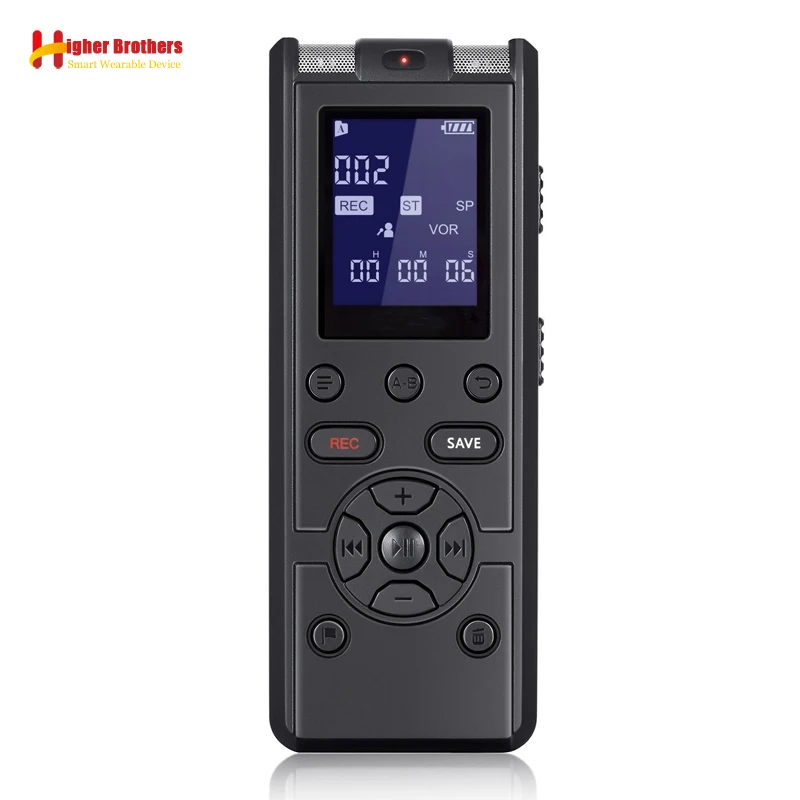 Professional Digital Voice Recorder Smart Sound Control Noise Reduction HD HIFI Loseless Music MP3 Player TF Card 64G Extend