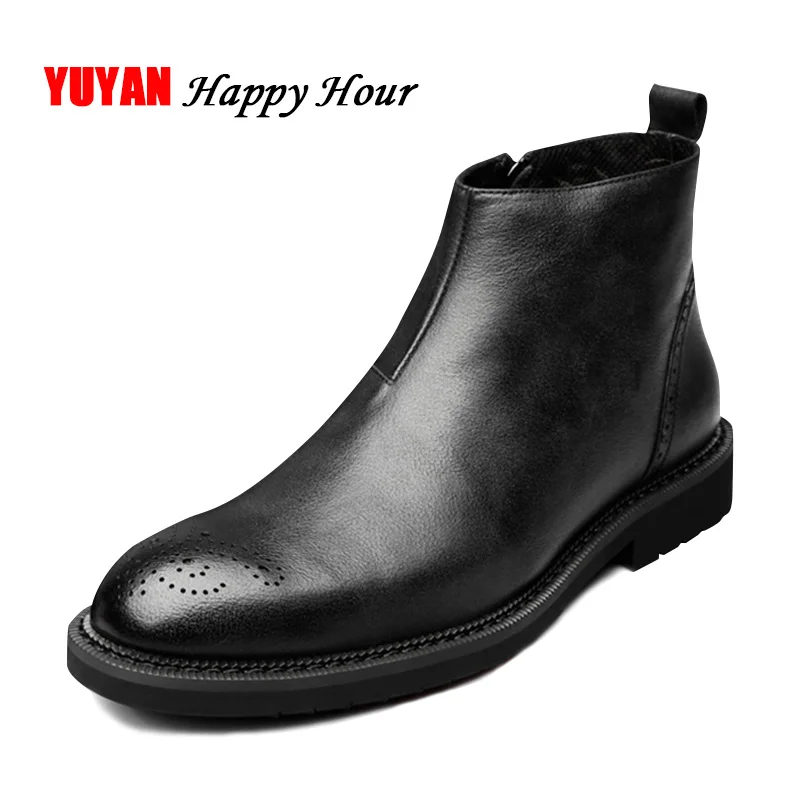 

2019 Autumn Early Winter Boots Men Genuine Leather Chelsea Boots Soft Cowhide Ankle Botas Hard Outsole Male Brand Boots A114