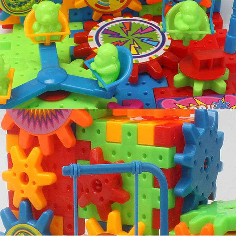 81 шт. электрические магические шестерни строительные блоки 3D головоломки мини строительство DIY Пластиковые забавные развивающие мозаичные игрушки для детей