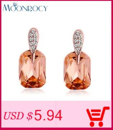 MOONROCY Free Shipping Italina Fashion Zirconia Rose Gold Color Red Blue Purple Green Crystal Earrings Clip Earrings Gift