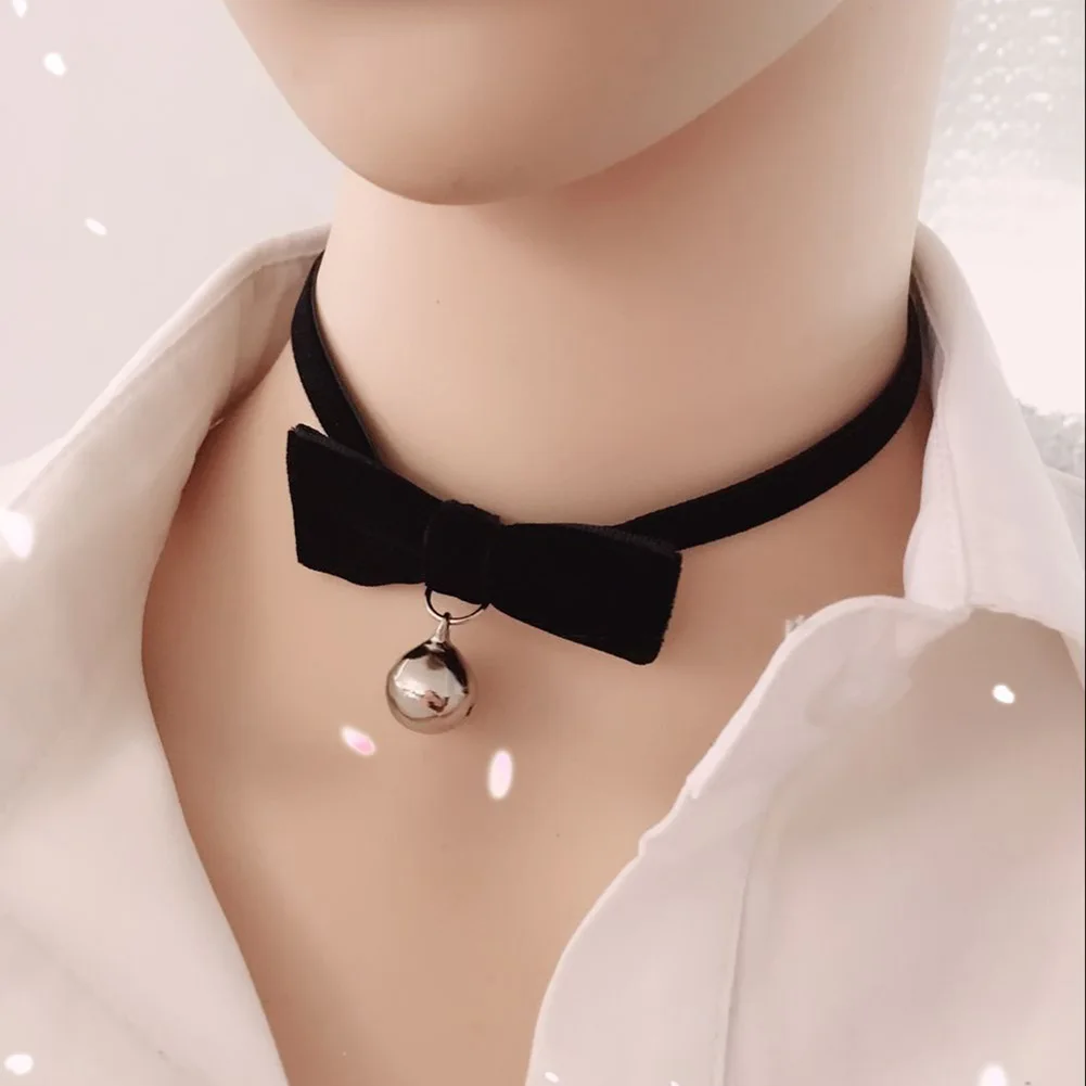 

Velvet Bow tie Bell Choker Necklace Fashion Ribbon Bells Pendant Chokers Necklaces