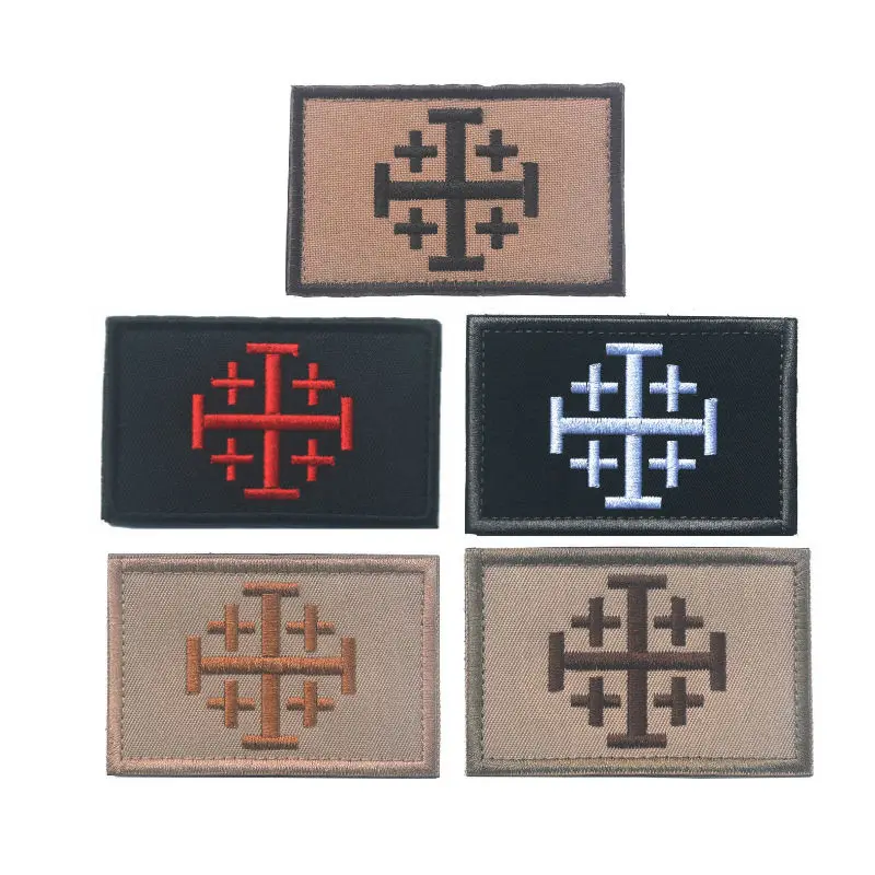 

Embroidery Patch Knights of Jerusalem Crosses Embroidered Patches Military Tactical Armband Hook & Loop Caps Bags Badge Badges