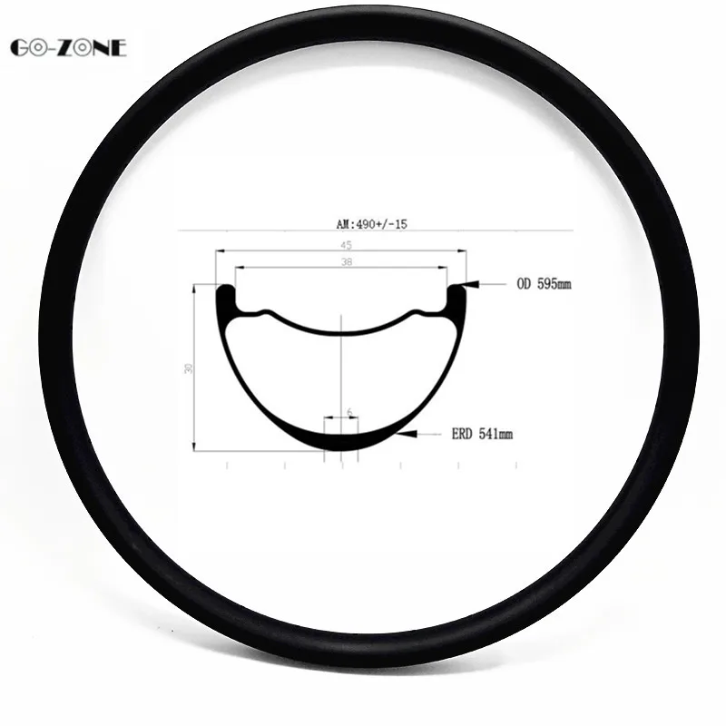 Go-zone 650B moution велосипедный карбоновый обод 45 мм ширина 30 мм глубина AM бескамерный матовый/глянцевый 27,5 er mtb обод 24H 28H 32H 36H
