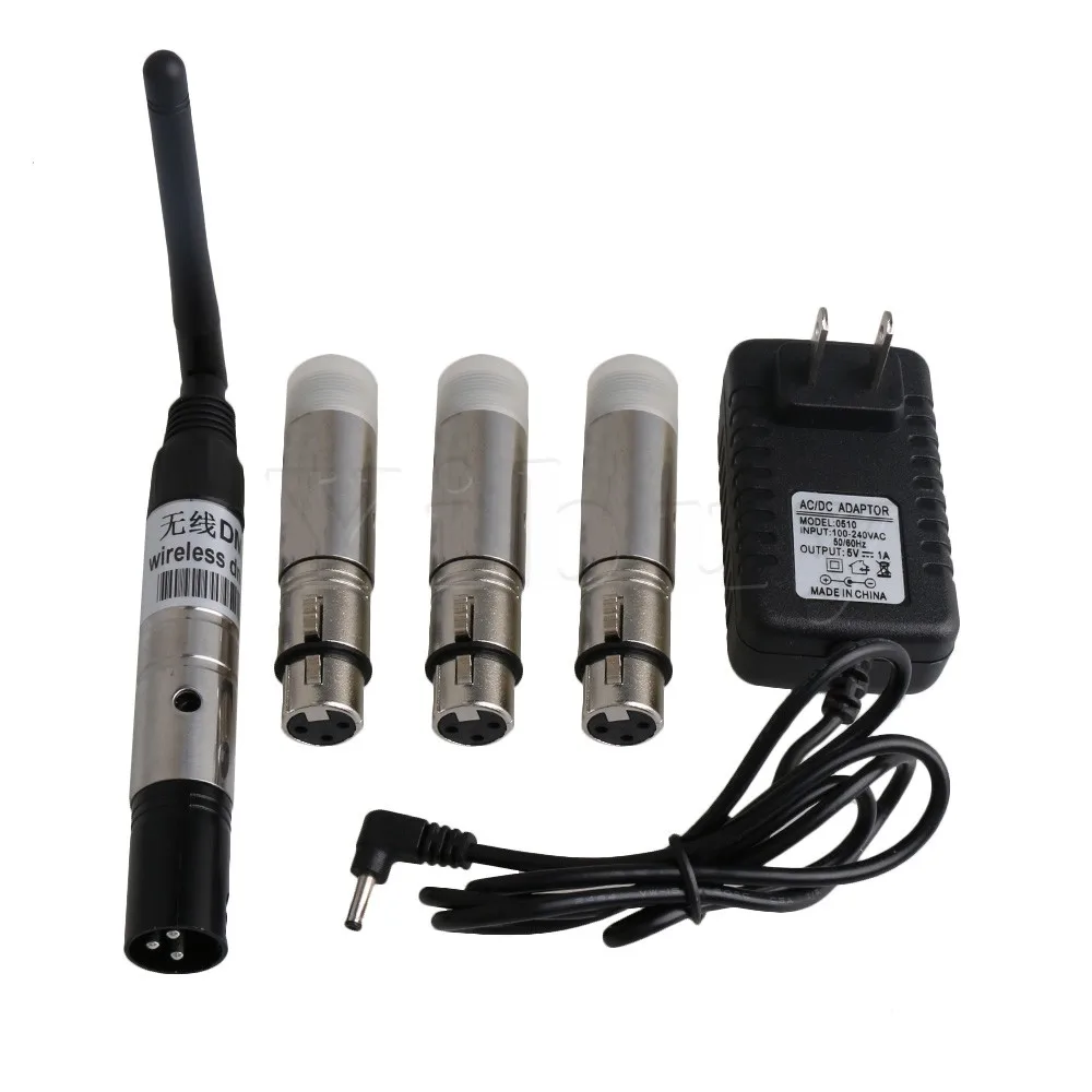 

Yibuy DJ DMX512 Wireless Distance 500m 3 Receivers & 1 Transmitter Lighting Controller with Adapter for DMX Equipment