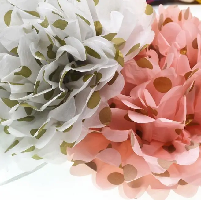 

set of 3pcs mixed 20cm,30cm,38cm Polka Dot Tissue Paper Pom Poms Wedding Party Decoration Large Flowers Pastorable Home Supplies