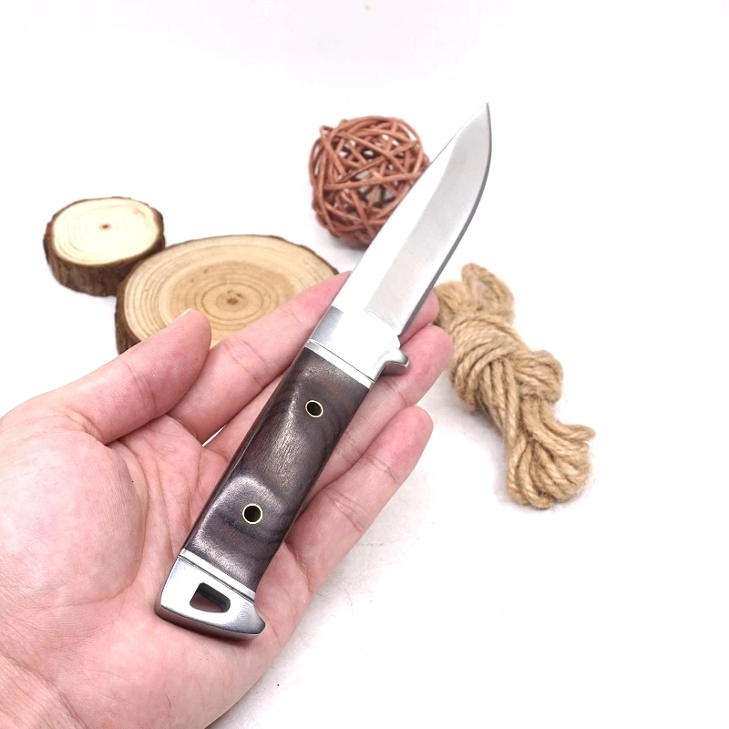 Охотничий нож с фиксированным лезвием, Тактический Многофункциональный нож для выживания, инструменты для самозащиты с деревянной ручкой, маленькие прямые ножи для улицы