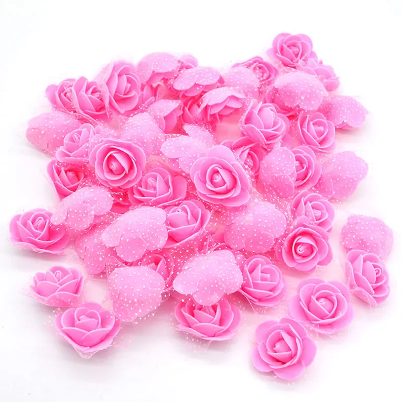 50/100 шт. 3 см мини пены розы искусственные цветочные бутоны искусственный цветок Роза для Свадебные украшения венок DIY аксессуары Скрапбукинг подарки - Цвет: F16 Pink
