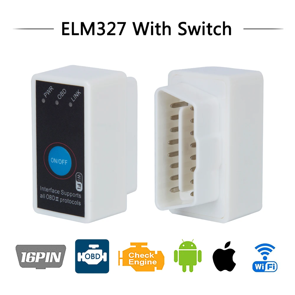 Супер Мини V2.1 ELM327 Wi Fi Интерфейс ELM 327 OBD2 Диагностика автомобилей сканер on/off