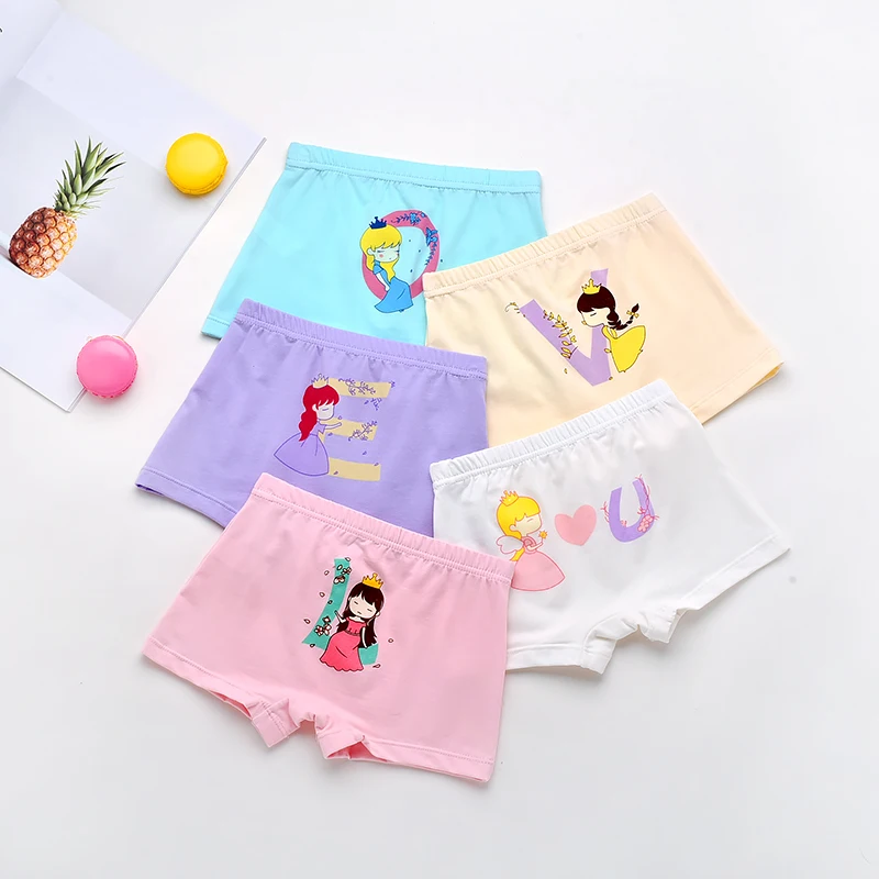 

5Pcs/lot Girls Cotton Boxer Briefs Girl Panties Girls Boxer Shorts Children's Panties Kids Underwear For 2-14 Years GU211