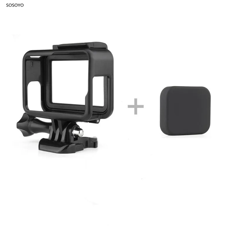 Standard Frame Protective Housing Case + Silicone Lens Cover Set For Gopro Hero 5 6 7 Whitesilver Hero 2018 Camera Accessories   (3)