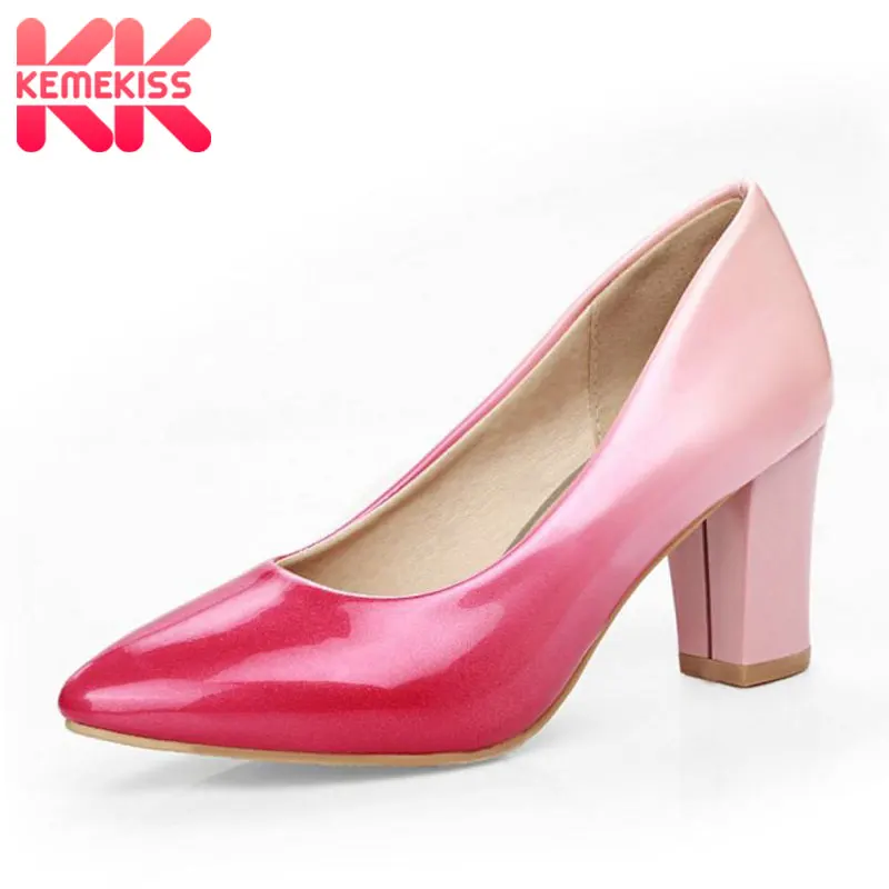 

Ladies High Heel Shoes Women Pumps New Thick High Heels Pointed Toe Shoes Fashion Women's Mixed Color Footwear Size 32-43