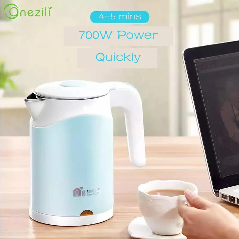 0.6L Mini Electric Kettle Stainless Steel 1000W Portable Travel Water