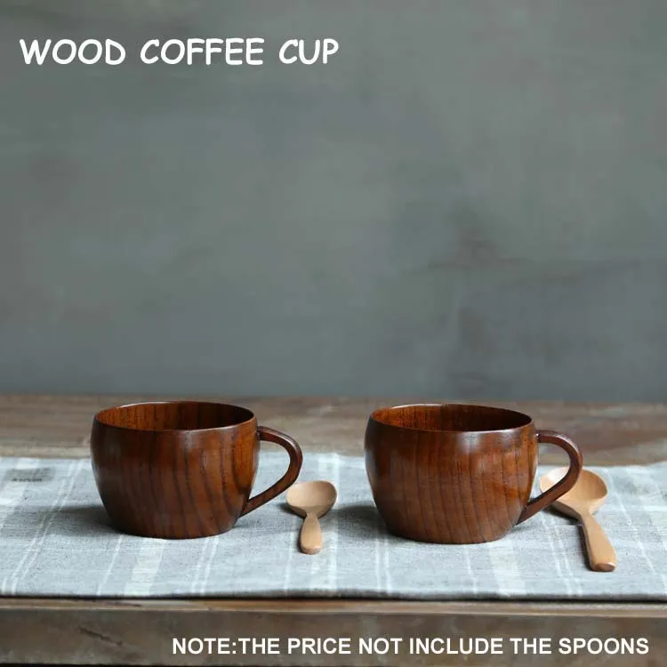 2pcs/set zakka lotion flat Wooden coffee cup set w...