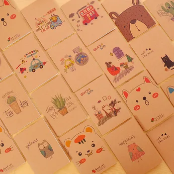 

Kawaii Cartoon animal cat mini 64K notebook Retro Kraft paper note book Blank Sketchbook Office School Supplies Gift
