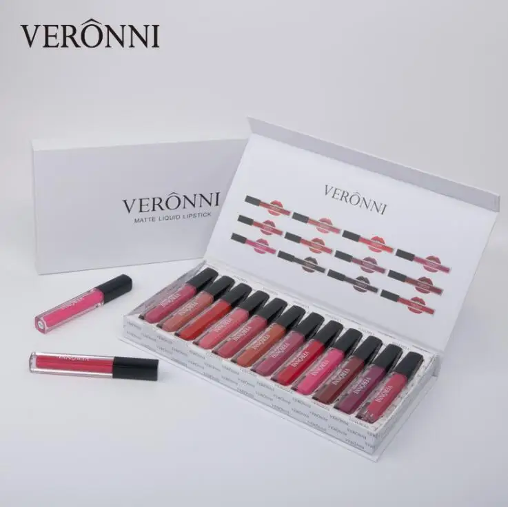 

VERONNI 12 square tube durable waterproof non-stick cup does not fade lip gloss lipstick gift set