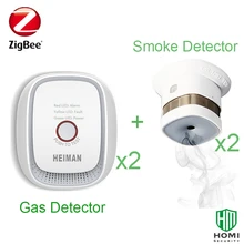 Охранных детекторы дыма и газа тревожные Предупреждение детекторы Zigbee Марченко Газовый пожарная сигнализация