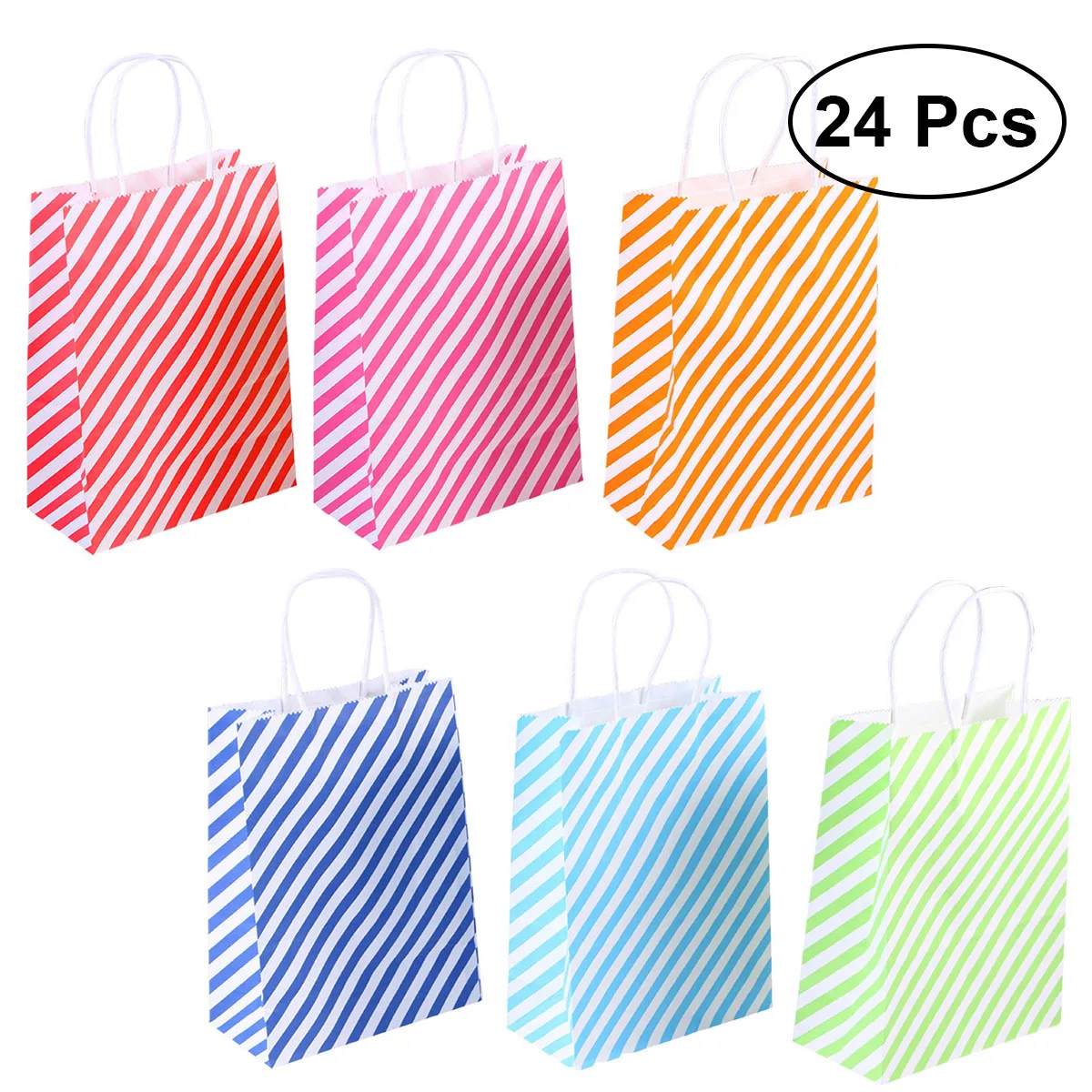 24pcs Kraft Paper Bags Cross Grain Pattern Wedding Party Decoration