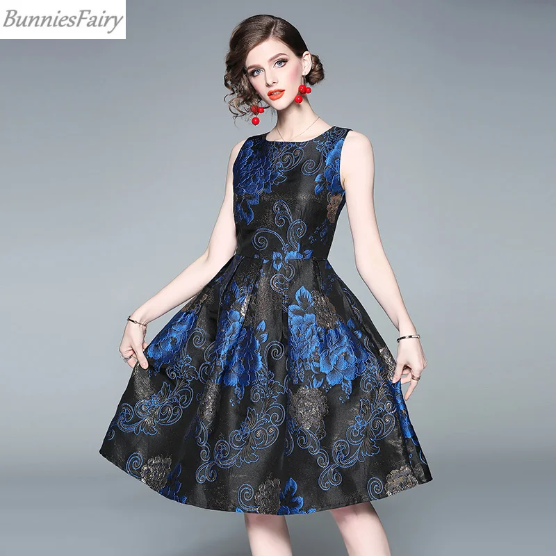 BunniesFairy 2019 Весна Хепберн Винтаж Ретро темно синие тиснением черный жаккард