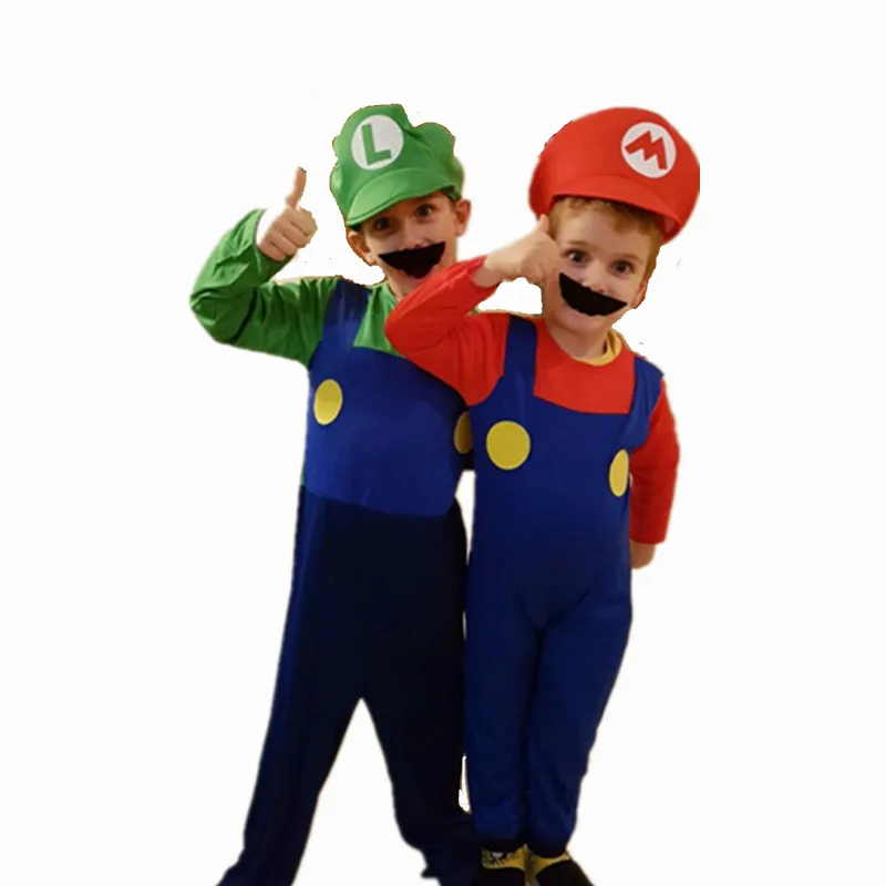 

Kids Boys Girls Super Mario Brothers Costumes Plumber Fancy Dress Up Party Cosplay For Children Halloween Party Clothing