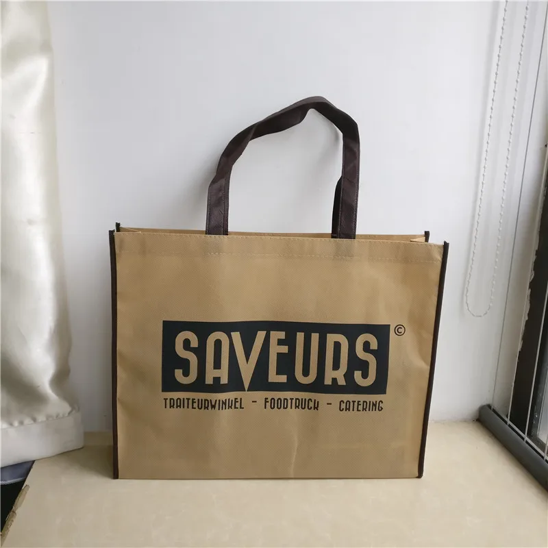

2019 New Arrival 500pcs/lot Custom Recycling Non Woven Shopping Tote bags Trade Show Advertised Bags Reusable Promotional Bag