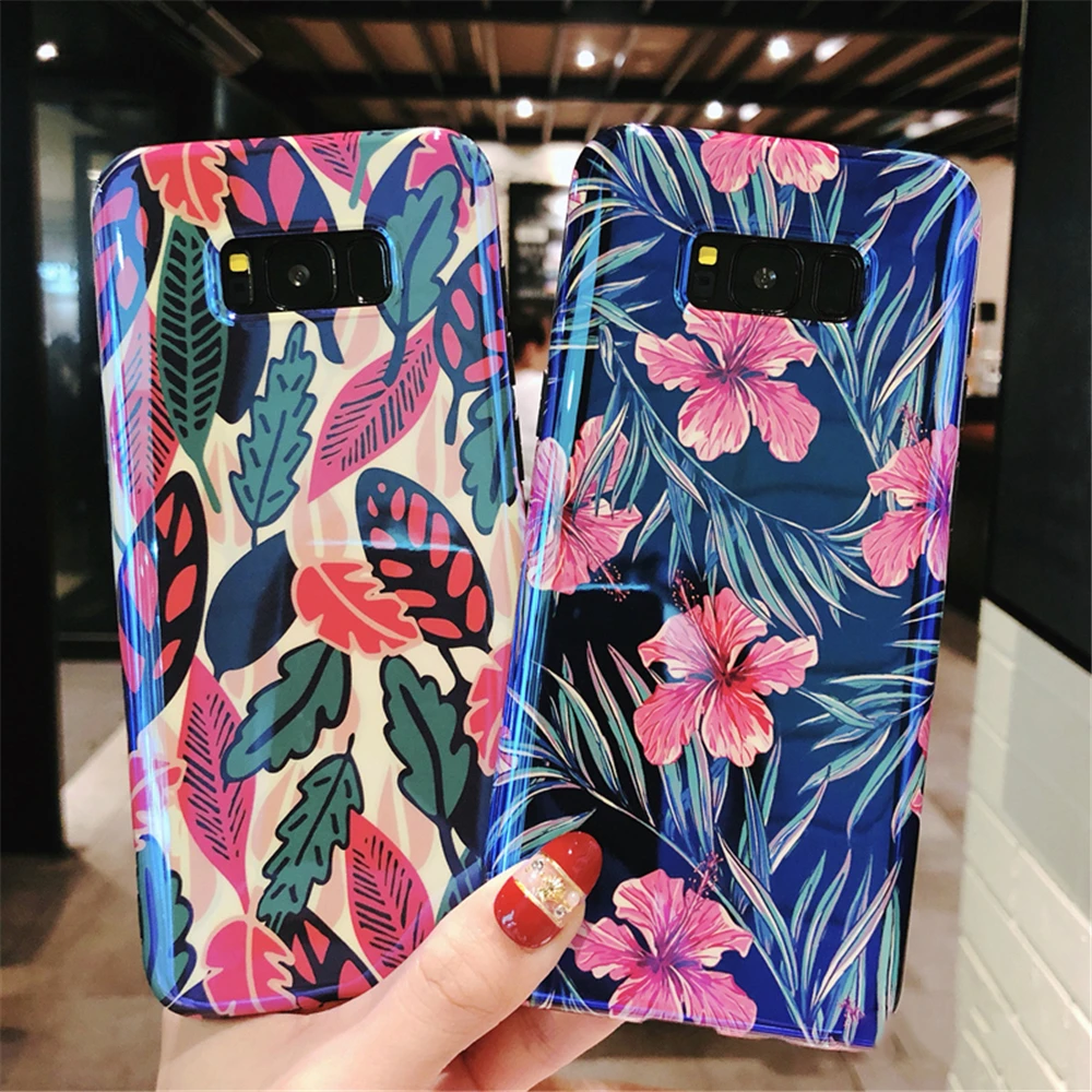 

Retro Rose Floral Flower Leaf Painting Case For Samsung Galaxy S8 S9 Plus Note 8 Blue light Phone case For Samsung Galaxy Note 9