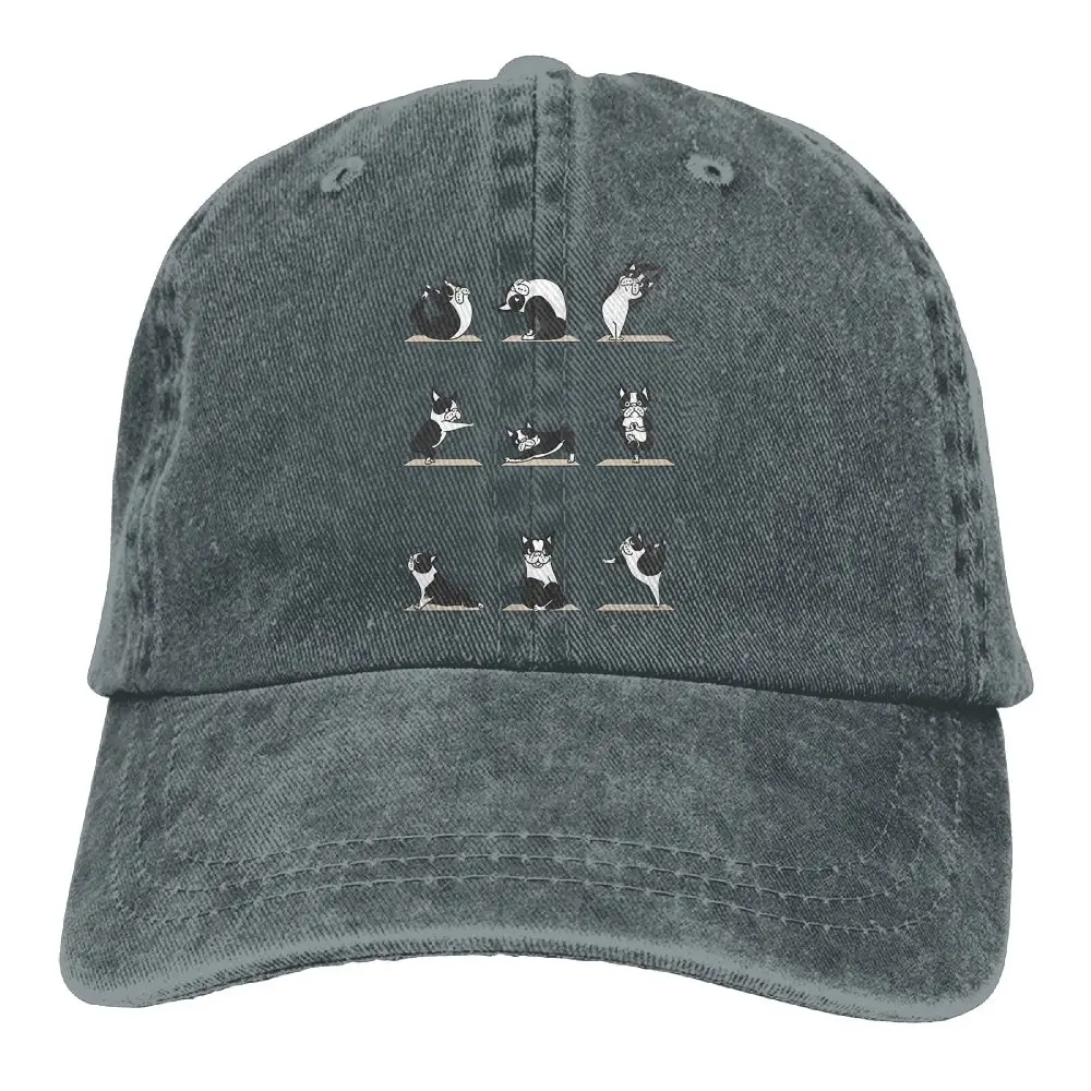 SAMCUSTOM Бостон-терьер 3D креативная индивидуальность Промытые джинсовые шапки осень лето для мужчин и женщин Гольф Sunblock хоккейные кепки - Цвет: Темно-серый