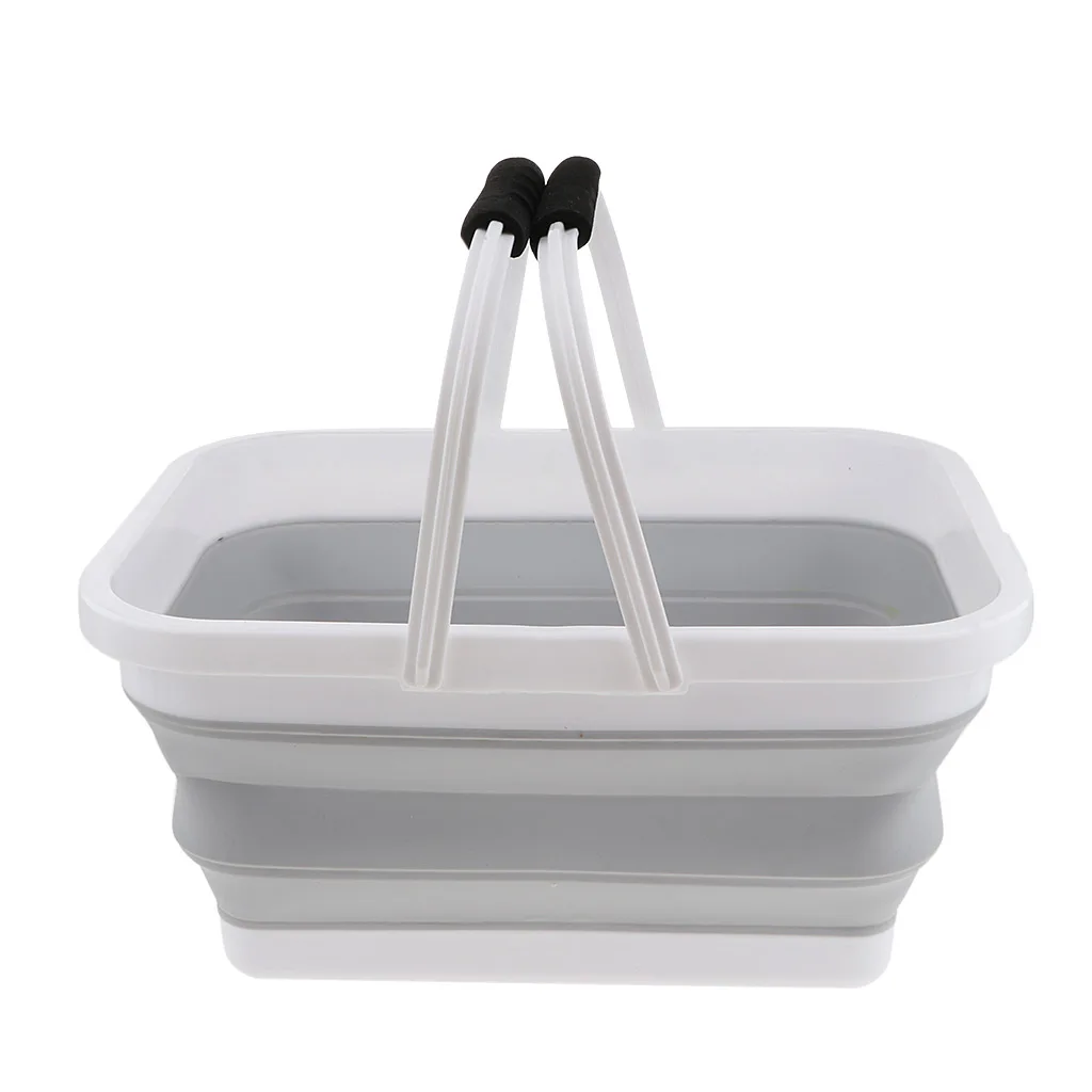 Portable Folding Silicone Square Bucket Cleaning Tools Laundry Basket Water Storage Basin Vegetable Fruits Basket Accessories