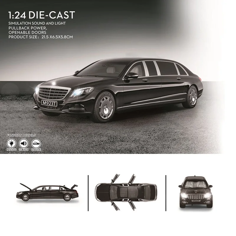 Goedkoop 124 Legering Model Auto 6 Deuren Open 21Cm Diecasts Voertuigen Luxe Vooruitzichten Uitstekende Kwaliteit Rode En Zwarte Kleur Safty verpakking