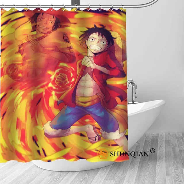 High Quality Custom one piece luffy Shower Curtain Polyester Fabric