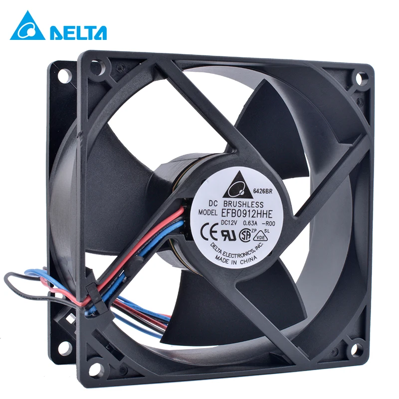 EFB0912HHE-R00 вентилятор 9 см 9038 9238 92 мм 92x92x38 12 В 0.63A с двойным шариковым подшипником
