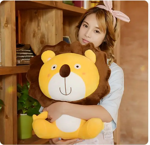 large 50cm cartoon yellow lion plush toy sunflower design lovely lion soft doll throw pillow Christmas gift s2498