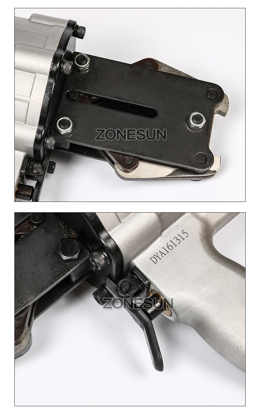 ZONESUN KZS-40/32 Penumatic стальной ремешок упаковочные инструменты Пневматический стальной ленточный герметик и натяжитель